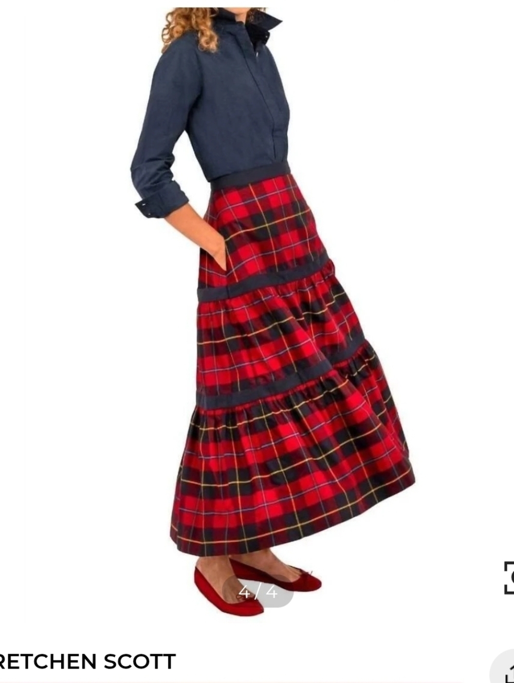 Gretchen Scott Ipanema Plaidly Cooper Maxi Skirt Size S